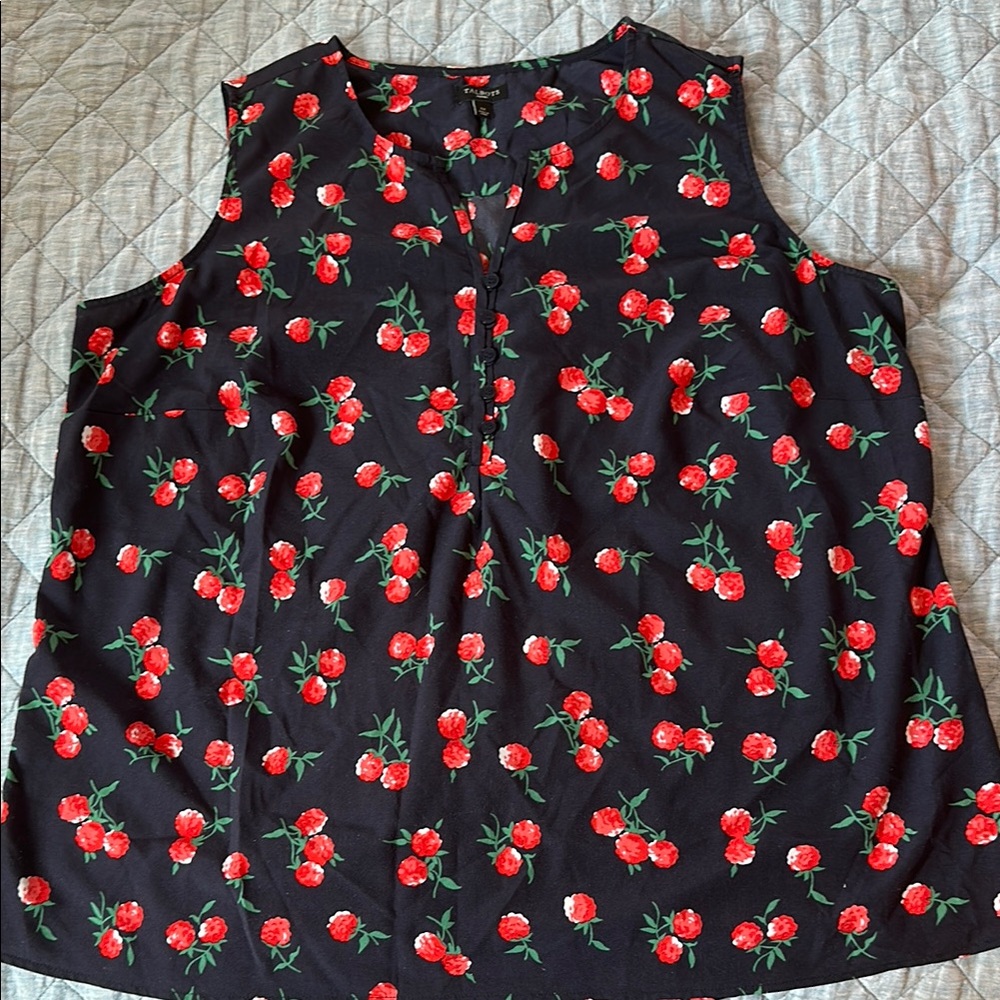 Talbots Navy Floral Tank Top